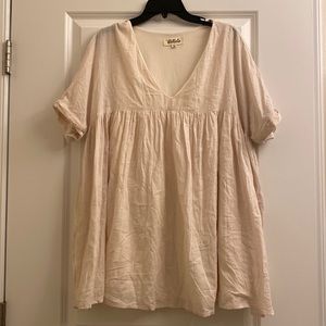 Listicle vneck babydoll dress ivory